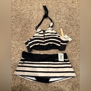 Gibson Latiner Striped Halter Bikini bathing suit